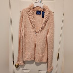 J H Collectibles pink light-weight cardigan.
